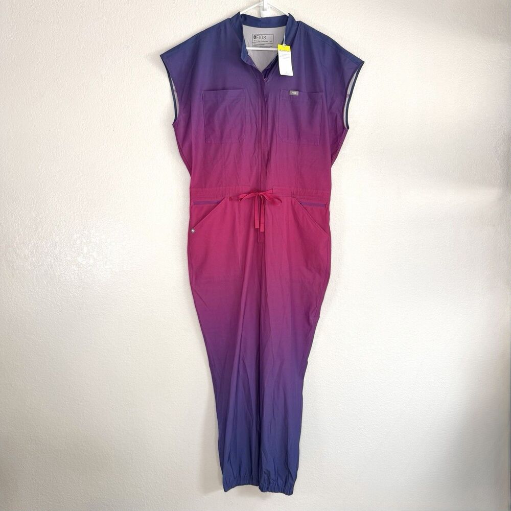Figs Ombre Freex Rafaela Cargo Scrubs Jumpsuit Size XL Purple Pink Workwear NWT